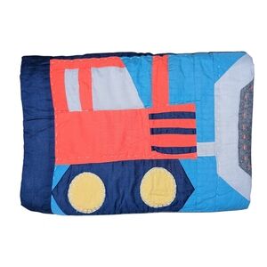 Pottery Barn Kids Jax Construction Quilted Pillow Sham Case Square 26" x 26" Red